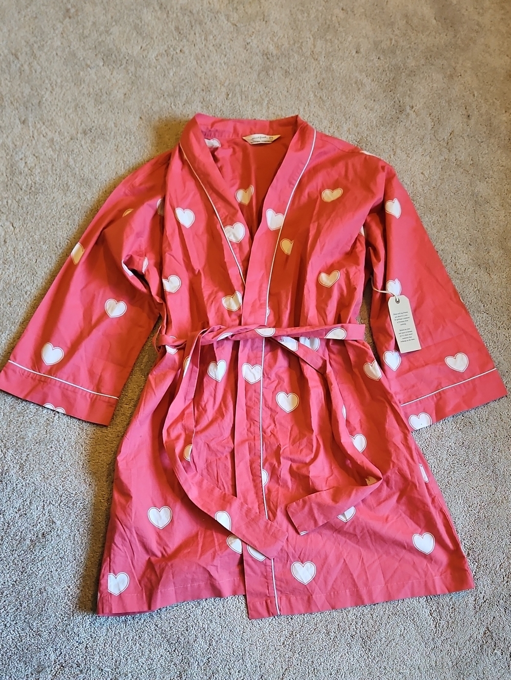 Printfresh Pink Heart-Print Women's Organic Cotton Robe